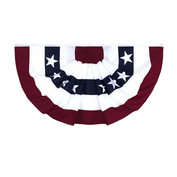 Independence Day Scalloped Flag Yard Hanging Banner, Star & Stripe Printed Canvas Flag with Header & Eyelets for Indoor Wall, Outdoor Fence Patriotic Decor