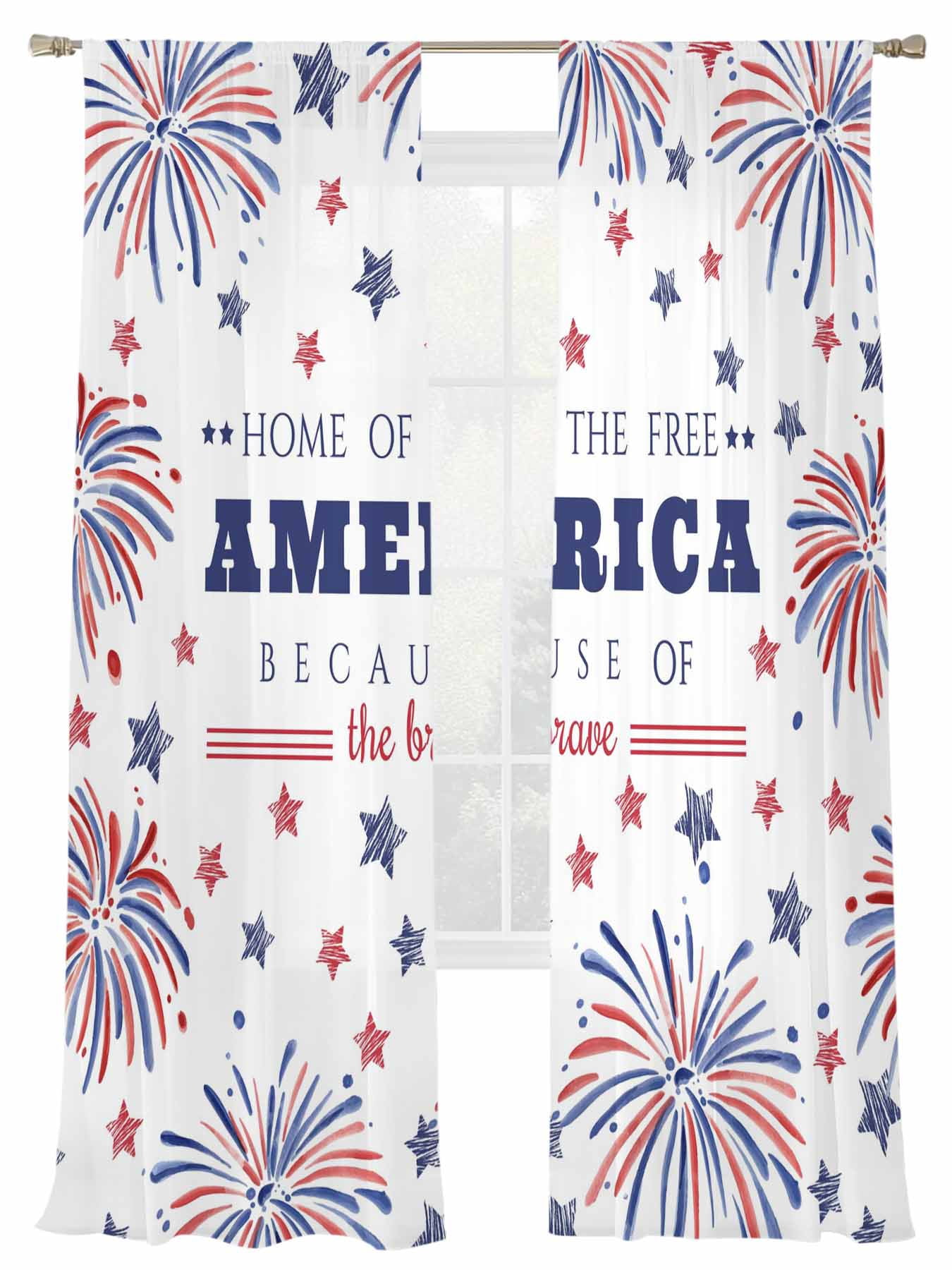 Photo inspiration: Picture Idea: Independence Day Sheer Curtains 2 Panels Set America Fireworks Red