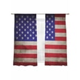 thumbnail image 1 of Independence Day Sheer Curtains 2 Panels Set Retro USA Flag Patriotic Vintage Sheer Window Curtains Light Filtering Rod Pocket Voile Drapes for Bedroom Living Room 52"x63", 1 of 8