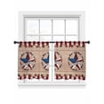 thumbnail image 1 of Independence Day Sheer Curtains 2 Panels Set Vintage U.S. Flag Country Stars America Wood Grain Sheer Window Curtains Light Filtering Rod Pocket Voile Drapes for Bedroom Living Room 52"x54", 1 of 8