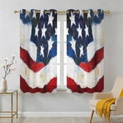 Independence Day Sheer Curtains 39 Inch Long 2 Panels, United States Flag Light Filtering Semi Sheer Drapes Grommet Voile Window Curtain for Living Bedroom W27.9 x L39