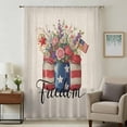thumbnail image 1 of Independence Day Sheer Curtains 96 Inches Long, Spring Roses Flowers US Flag Rustic Plants Light Filering Curtains, Privacy Drapes Simi Floor to Veiling Curtain for Living Room Window Treatment, 1 of 9