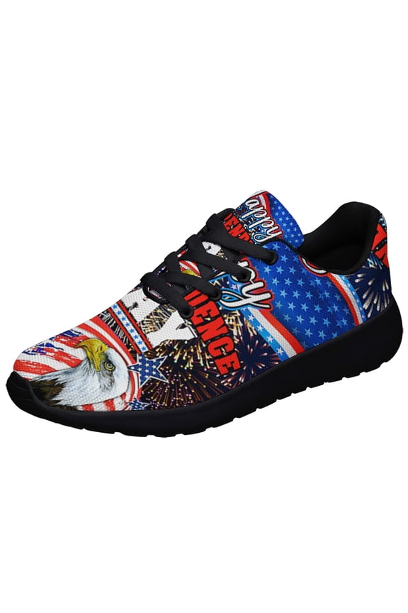 Independence Day Shoes American flag Eagle Print Sneakers Lightweight Comfortable Running Shoes for Men Women Black Size 10