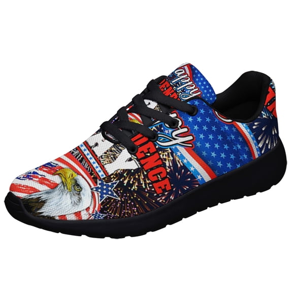 Independence Day Shoes American flag Eagle Print Sneakers Lightweight Comfortable Running Shoes for Men Women Black Size 13