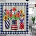 thumbnail image 1 of Independence Day Shower Curtain 4th of July American Flag Shower Curtains for Bathroom Red Stars Blue Buffalo Plaid Patriot Sunflower Waterproof Fabric Bath Curtain with 12 Hooks 72"x72", 1 of 6