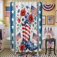 thumbnail image 1 of Independence Day Shower Curtain, 72" x 72", American Flag Boots Flowers Blue Wood Grain Waterproof Bathroom Curtain Washable Shower Curtain Set with 12 Hooks, 1 of 9