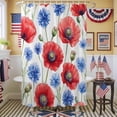 thumbnail image 1 of Independence Day Shower Curtain, 72" x 72", Red Blue Concubine Watercolor Flowers Waterproof Bathroom Curtain Washable Shower Curtain Set with 12 Hooks, 1 of 9