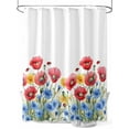 thumbnail image 1 of Independence Day Shower Curtain, Country Red Blue Flower Washable Shower Curtain with Hooks Bath Decor Fabric Shower Curtains for Bathroom, Hotel, Stalls, Bathtubs, 66x72 Inch, 1 of 6