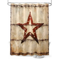 Independence Day Shower Curtain, Country Retro Western Star Ring Washable Shower Curtain with Hooks Bath Decor Fabric Shower Curtains for Bathroom, Hotel, Stalls, Bathtubs, 48x72 Inch