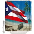 thumbnail image 1 of Independence Day Shower Curtain Puerto Rico Flag Patriotic Shower Curtain Fabric Bath Curtains for July 4th Holiday Coco Tree Beach Bathroom Decor Sets with Hooks Waterproof 72"x72", 1 of 6