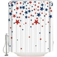 thumbnail image 1 of Independence Day Shower Curtain Red and Blue Star Patriotic Shower Curtain Fabric Bath Curtains for July 4th Holiday Patriotic Theme White Bathroom Decor Sets with Hooks Waterproof 72"x72", 1 of 6
