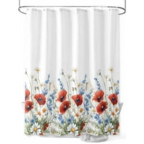 Independence Day Shower Curtain, Vintage Floral Concubine Red Blue Washable Shower Curtain with Hooks Bath Decor Fabric Shower Curtains for Bathroom, Hotel, Stalls, Bathtubs, 72x72 Inch