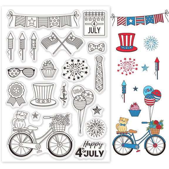Independence Day Silicone Clear Stamps 4th of July Transparent Stamps