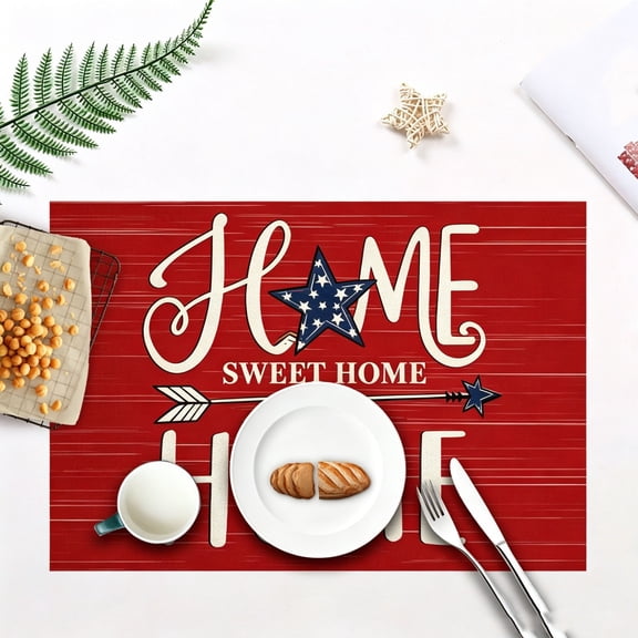 Independence Day Silicone Placemats,High Temp Resistant Heat Insulation Pads,Patriotic Pattern Table Mats For 4th Of July Dinner BBQ Home Decor