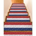thumbnail image 1 of Independence Day Stair Treads Non Slip for Steps U.S. Flag Themed Colorful Five-Pointed Star Stripes 7 Pcs Reusable Adhesive Stair Runner Mats for Dogs Elders Carpet Treads Rugs for Staircase 8x30 In, 1 of 7