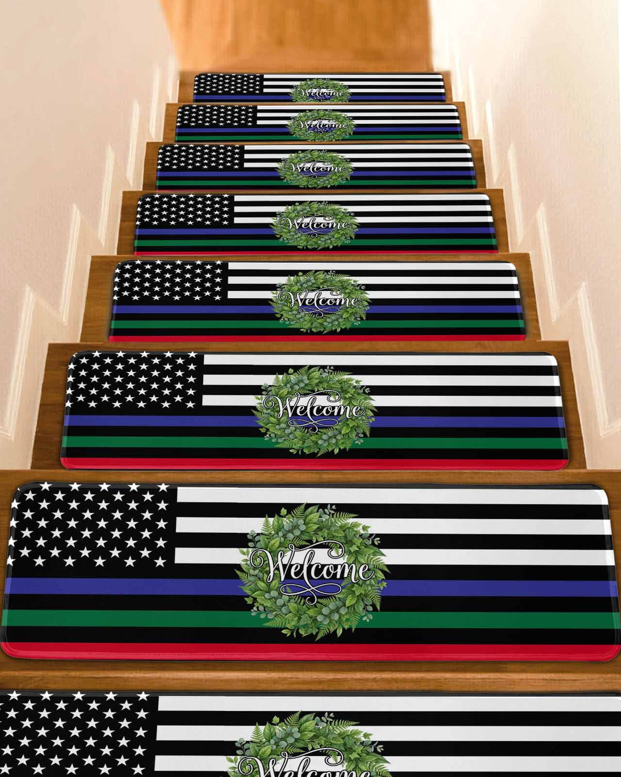 Wraeth Stairs Independence Day Stair Treads Non Slip for Steps US Flag Day Patriotic ...