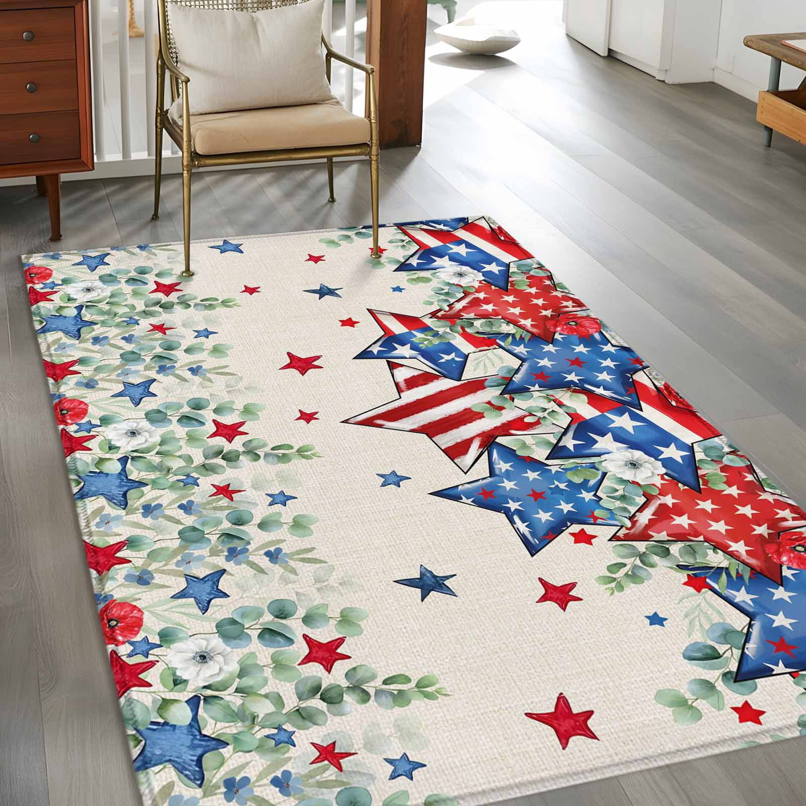 Independence Day Star 3x5 Rug for Bedroom Foot of Bed Small Living Room ...