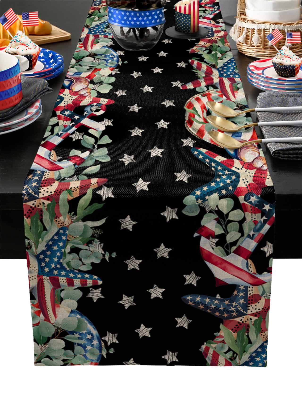 Independence Day Star Anchor Swim Ring Table Runner Dresser Scarf ...