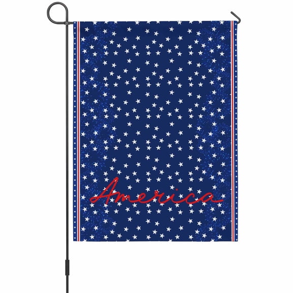Independence Day Star Garden Flag 12 x 18 Inches, Dark Blue American Penang Stars Stripe Weather Proof Outdoor Patio Flags Double Sided Small Garden Decoration for Yard Outside Home