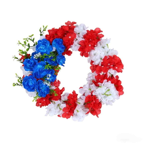 Independence Day Star Garland, 37cm Patriotic Floral Wreath, Red White and Blue Door Hanging, July 4th Holiday Prop, Artificial Vine and Star Ornament