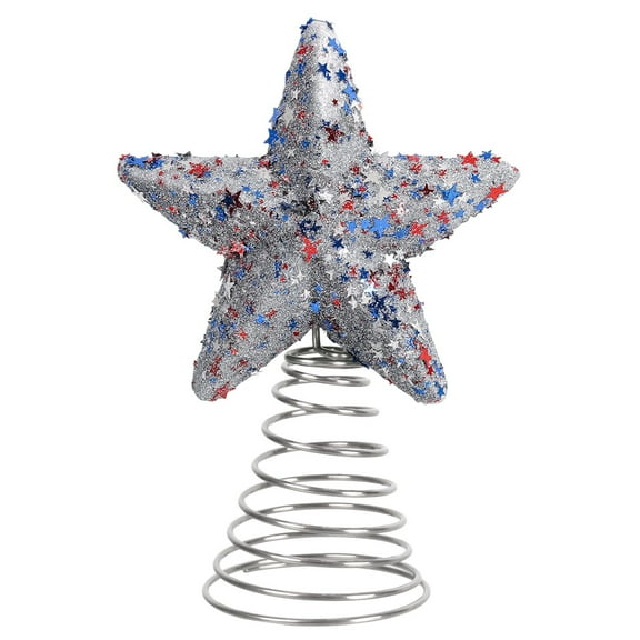Independence Day Star Tree Topper Glitter Patriotic Decoration For Home Party Multi-Color