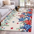 thumbnail image 1 of Independence Day Star Washable Area Rug 3 x 5 ft Farm Red Blue White Star Green Leaf Flower Linen, Soft Non Slip Rugs Stain Repellent Indoor Felt Carpet for Living Dining Room Bedroom Home Office, 1 of 9