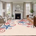 thumbnail image 1 of Independence Day Star Washable Area Rug 8 x 10 ft Retro 4th of July American Flag Red Blue Star, Soft Non Slip Rugs Stain Repellent Indoor Felt Carpet for Living Dining Room Bedroom Home Office, 1 of 9