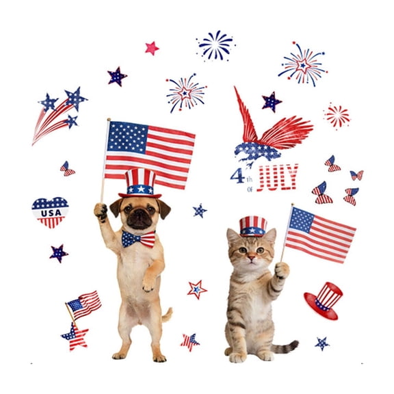 Independence Day Static Window Clings For Glass 4Th Of July Wall Decorations Pvc Decals