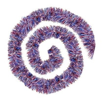 Independence Day Striped Pet Tinsel Garland 2M, Red-White-Blue Patriotic Swag for Wall Door Railing, Reusable July 4Th Party Venue Decoration, Indoor/Outdoor Festive Accent, 1Pc Garland Strip