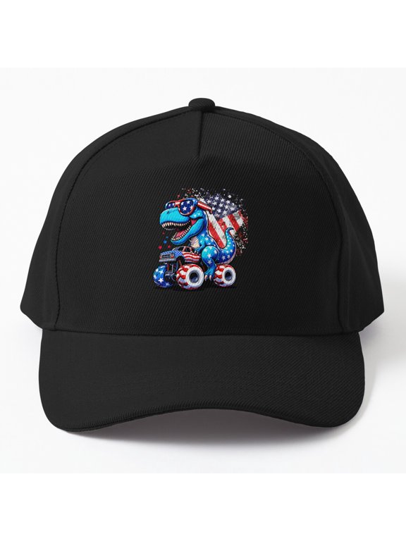Independence Day T-Rex Baseball Hat, Dinosaur Celebration Graphic, Classic Cap