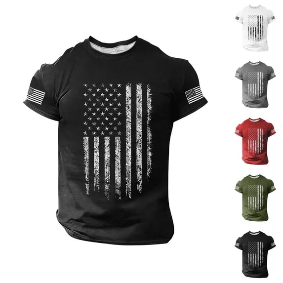 Independence Day T Shirts for Men 2026 Summer Casual Short Sleeve Crewneck Us Flag Graphic Tees Patriotic Shirt