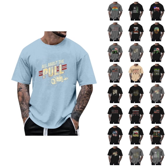 Independence Day T Shirts for Men 2026 Summer Casual Short Sleeve Crewneck Us Flag Tractor Graphic Tees Farmers Tshirt