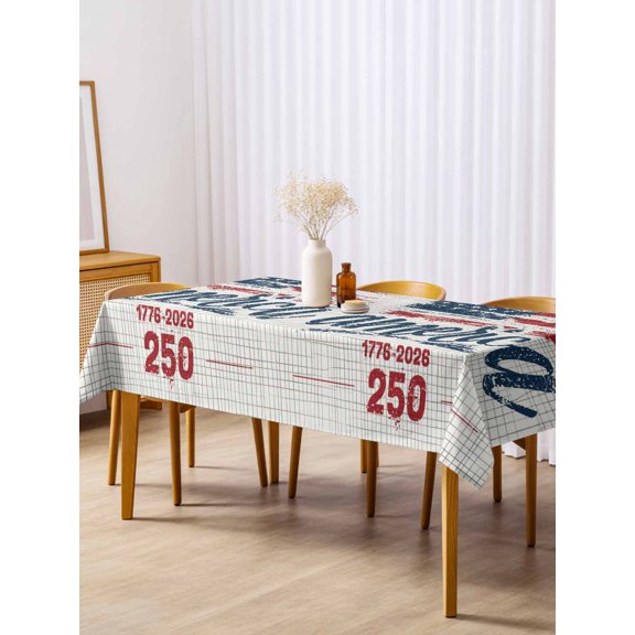 Independence Day Table Cloth 54x108 Inch Rectangle, America 250 Years Anniversary Black Stripes Waterproof Tablecloth Washable Table Cover for 250th Anniversary Party Picnic Dinner Decor