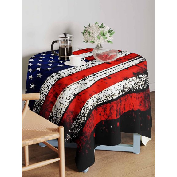 Independence Day Table Cloth 54x54 Inch Square, U.S. Flag Stained Retro Texture Shabby Chic Waterproof Tablecloth Washable Table Cover for 250th Anniversary Party Picnic Dinner Decor