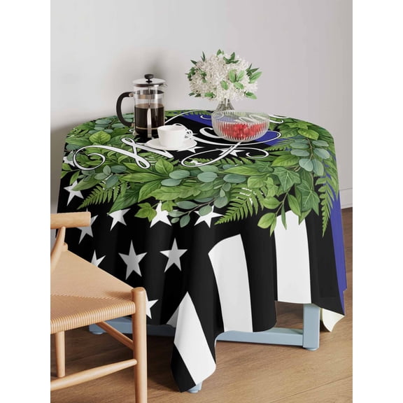 Independence Day Table Cloth 54x54 Inch Square, US Flag Day Patriotic Weclome Wreath Red Black Stripes Waterproof Tablecloth Washable Table Cover for 250th Anniversary Party Picnic Dinner Decor