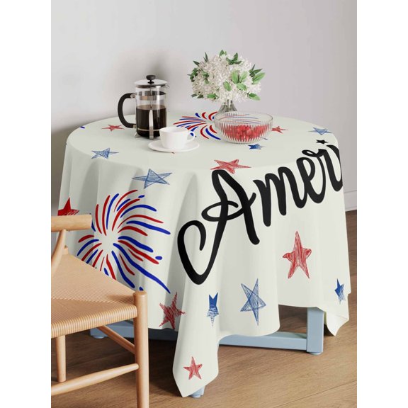 Independence Day Table Cloth 54x54 Inch Square, Usa Flag Day America Stars Waterproof Tablecloth Washable Table Cover for 250th Anniversary Party Picnic Dinner Decor