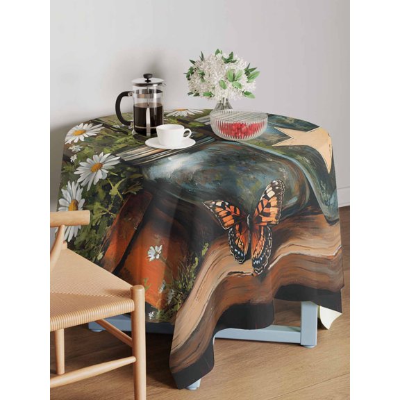 Independence Day Table Cloth 54x54 Inch Square, Vintage Country Stars Flora Wood Grain Waterproof Tablecloth Washable Table Cover for 250th Anniversary Party Picnic Dinner Decor