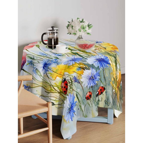 Independence Day Table Cloth 54x54 Inch Square, Vintage Red Blue Concubine Flora Waterproof Tablecloth Washable Table Cover for 250th Anniversary Party Picnic Dinner Decor