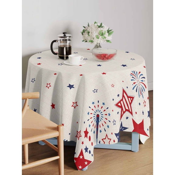 Independence Day Table Cloth 54x54 Inch Square, Vintage Star Patriotic Waterproof Tablecloth Washable Table Cover for 250th Anniversary Party Picnic Dinner Decor