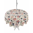 thumbnail image 1 of Independence Day Table Cloth Round Tablecloth, 4th of July Red Blue Stripes Star Burlap Waterproof Wrinkleproof Table Cover with Umbrella Hole and Zipper for Party/Dining/Patio/Wedding 60 Inch, 1 of 9