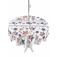 thumbnail image 1 of Independence Day Table Cloth Round Tablecloth, 4th of July Red Blue Stripes Star Leaves Waterproof Wrinkleproof Table Cover with Umbrella Hole and Zipper for Party/Dining/Patio/Wedding 60 Inch, 1 of 9