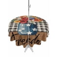 thumbnail image 1 of Independence Day Table Cloth Round Tablecloth, Vintage Red Blue Flowers Flag Plaid Waterproof Wrinkleproof Table Cover with Umbrella Hole and Zipper for Party/Dining/Patio/Wedding 54 Inch, 1 of 9