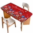 thumbnail image 1 of Independence Day Table Cloths for 4 Foot Rectangle Tables, 4th of July Red Striped Stars Patriotic Patio Waterproof Elastic Fitted Tablecloths, Washable Rectangular Table Cover for Camping, 1 of 8