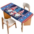 thumbnail image 1 of Independence Day Table Cloths for 4 Foot Rectangle Tables, Patriotic Gnomes USA Flag Firework Patio Waterproof Elastic Fitted Tablecloths, Washable Rectangular Table Cover for Camping, 1 of 8