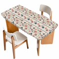 thumbnail image 1 of Independence Day Table Cloths for 5 Foot Rectangle Tables, 4th of July Red Blue Stripes Star Burlap Patio Waterproof Elastic Fitted Tablecloths, Washable Rectangular Table Cover for Camping, 1 of 8