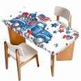 thumbnail image 1 of Independence Day Table Cloths for 5 Foot Rectangle Tables, Farmhouse American Flag Truck Star Love Patio Waterproof Elastic Fitted Tablecloths, Washable Rectangular Table Cover for Camping, 1 of 8