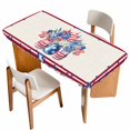 thumbnail image 1 of Independence Day Table Cloths for 5 Foot Rectangle Tables, Red Blue Flowers Patriotic Star Stripes Patio Waterproof Elastic Fitted Tablecloths, Washable Rectangular Table Cover for Camping, 1 of 8