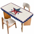 thumbnail image 1 of Independence Day Table Cloths for 6 Foot Rectangle Tables, 4th of July Patriotic Star Usa Flag Patio Waterproof Elastic Fitted Tablecloths, Washable Rectangular Table Cover for Camping, 1 of 8