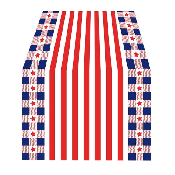 Independence Day Table Flag, Patriotic Stripes Table Decoration with Wired Edge, Customized Satin Flag Ribbon for 4th of July Party, Holiday Table Scarf, Patriotic Party Table Runner