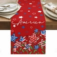 thumbnail image 1 of Independence Day Table Runner - 108 Inch Long, Kitchen Dining Table Runner Dresser Scarves, 4th of July Red Striped Stars Patriotic Farmhouse Decor for Coffee Tables Wedding Party Banquet, 1 of 8